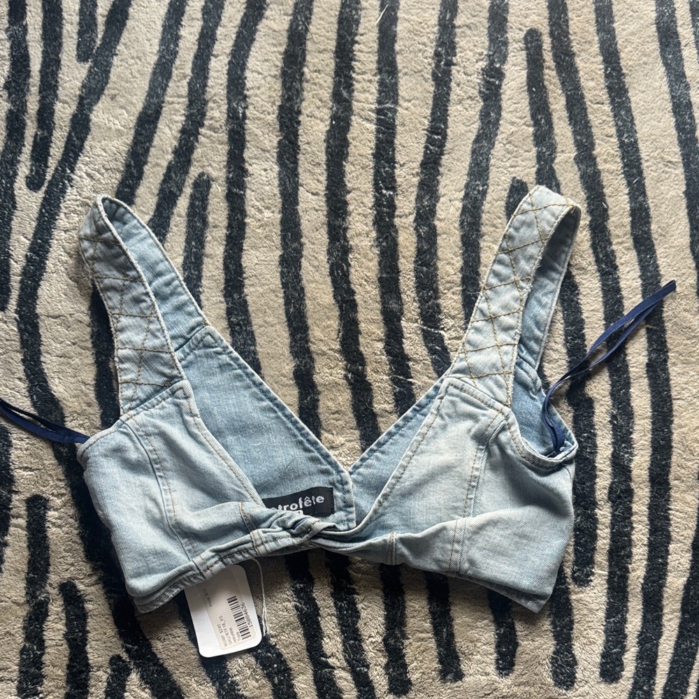 Retrofete Light Blue Denim Crop Top